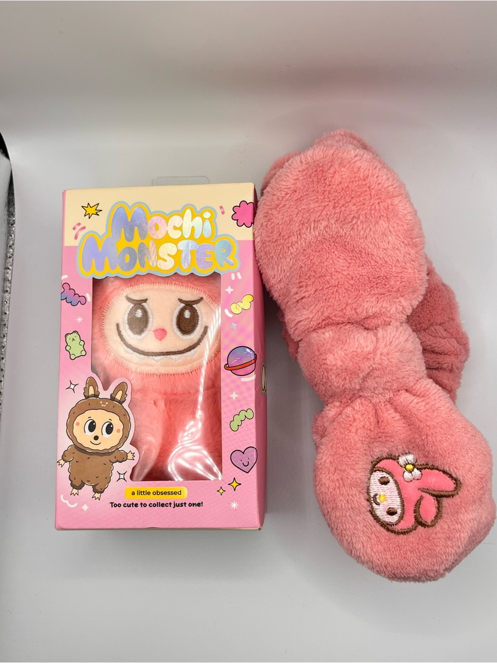 BUNDLE Pink Plush Mochi Monster and Melody  Headband - Accessory and Toy
